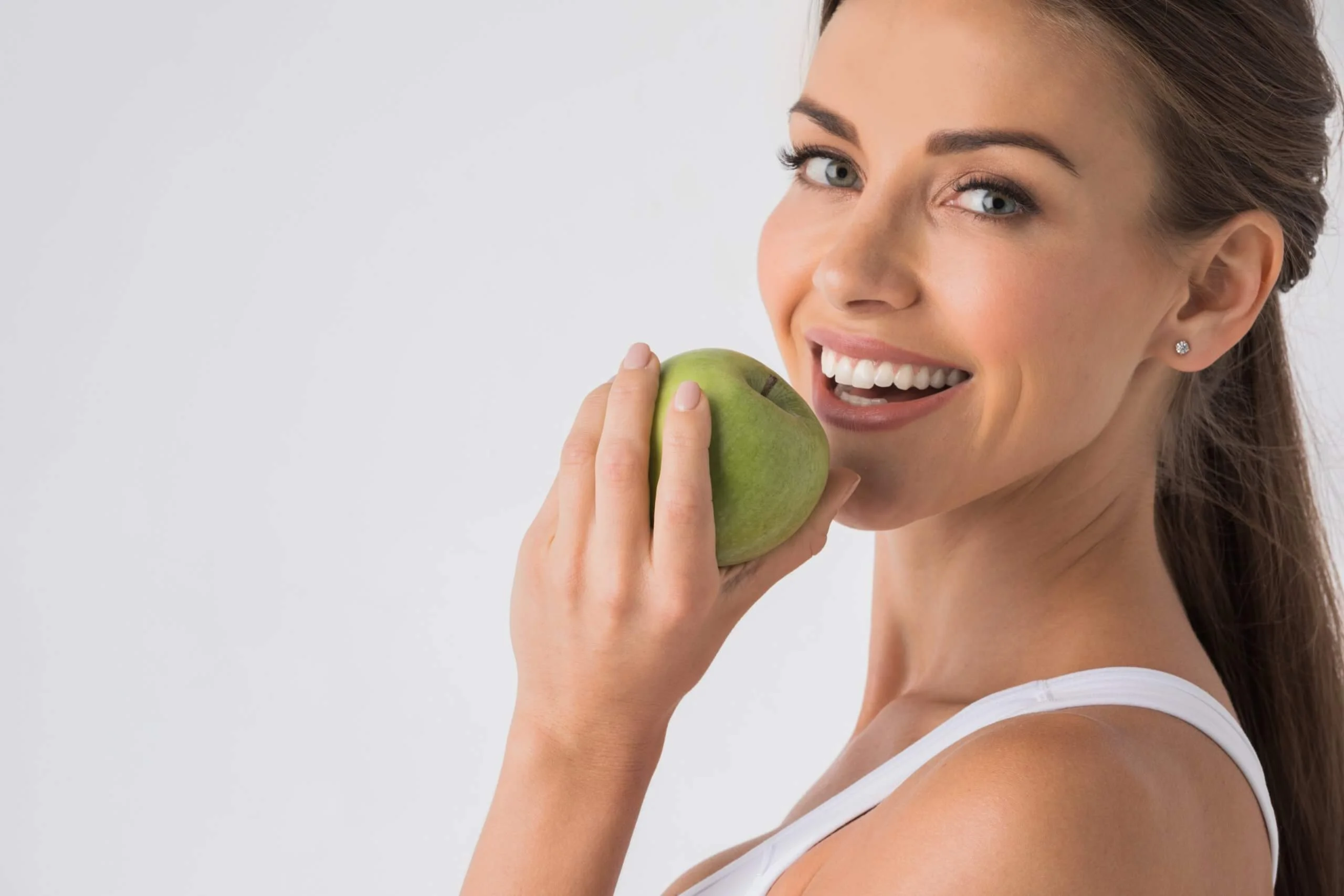 Women eating Apple